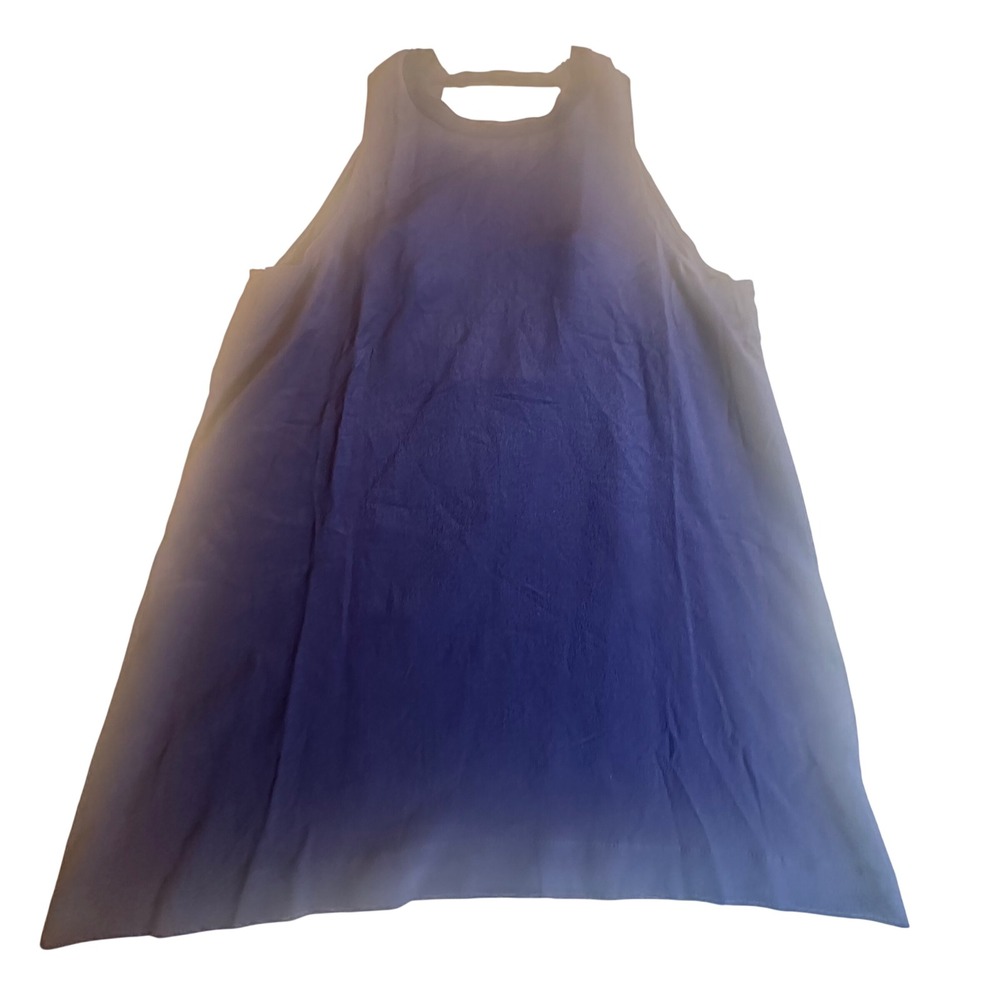 Chaser Blue Halter Neck Cut Out Back Sleeveless Silk Tank Top Women Medium Navy